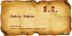 Bahis Kabos névjegykártya